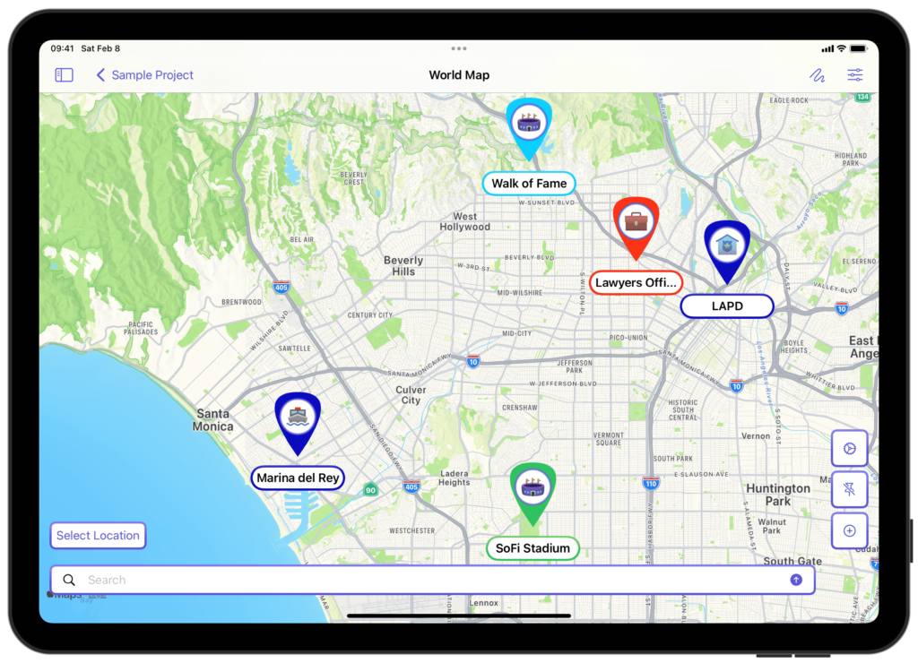 A Screenshot of Untold Novels map layout on an iPad