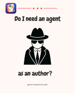 Text: "Do I need an agent as an author" wrapped around a sketch of a agent.